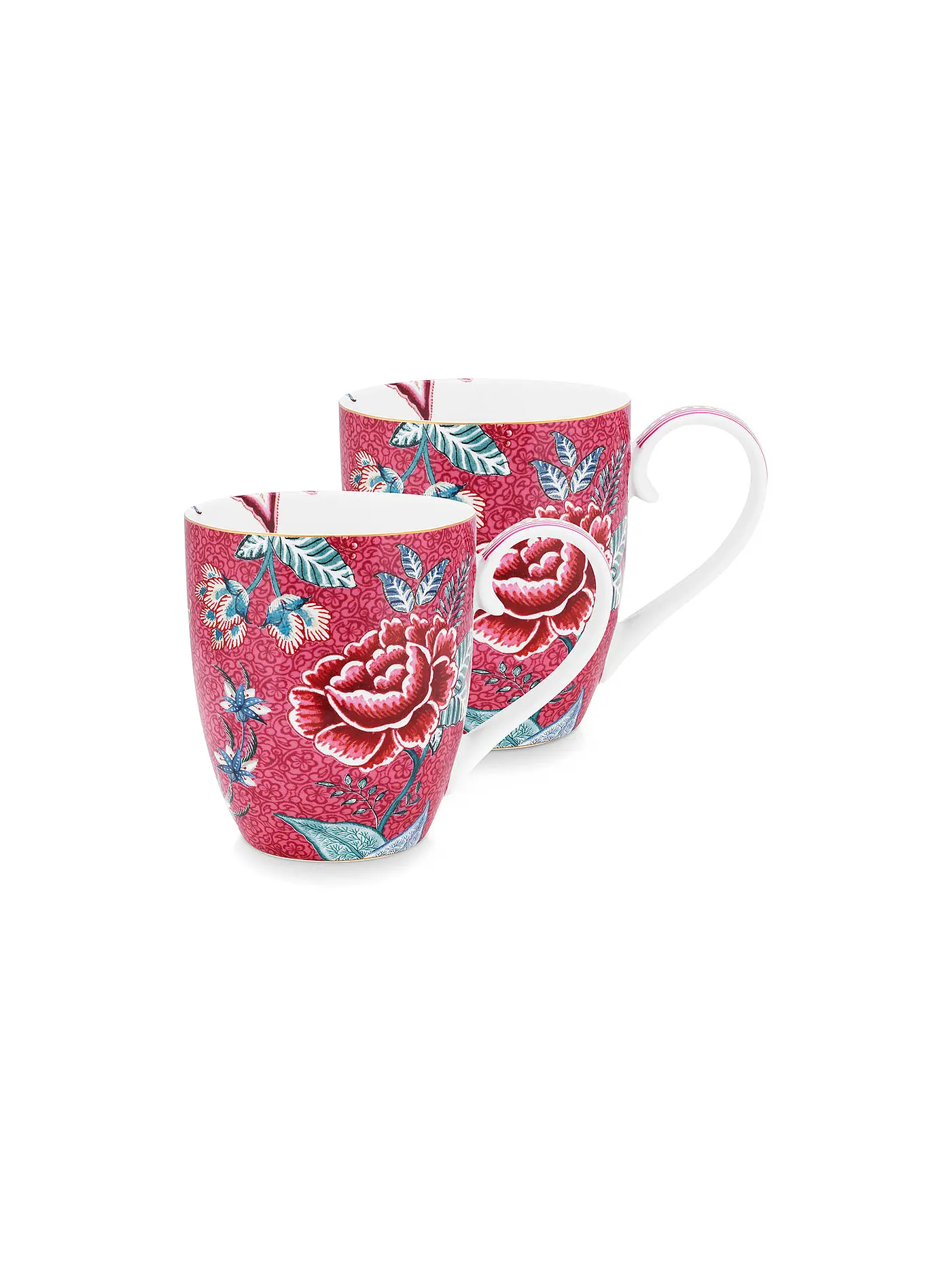 PIP STUDIO | Henkelbecher2er Set Small 145ml  Flower Festival Dark Pink | 